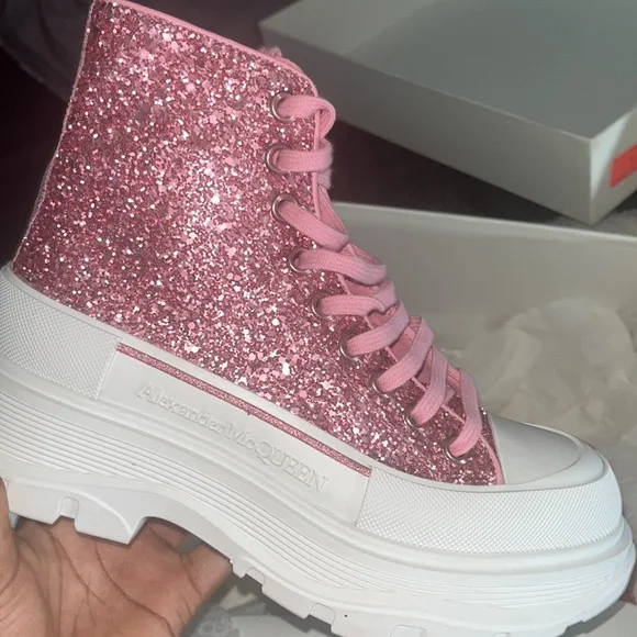 pink alexander mcqueens boots size 37 never worn comes with box and dust bag - Picture 9 of 12